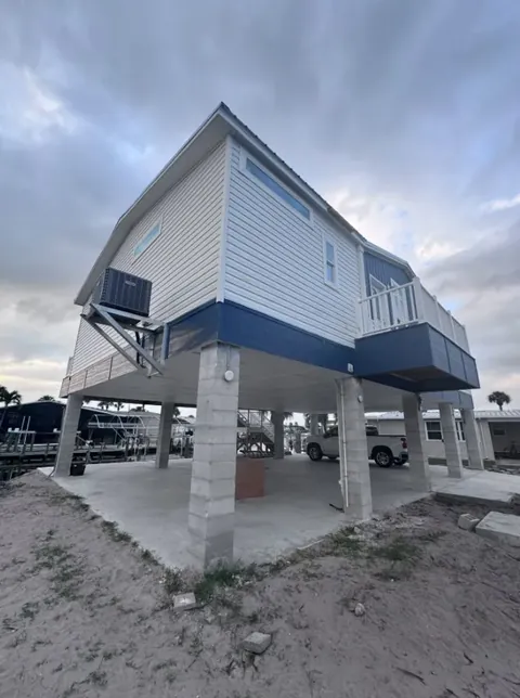 Elevated residential structure on columns