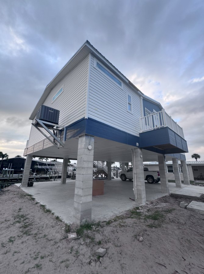 Elevated residential structure on columns